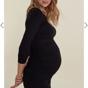 Isabella Oliver Cassie Maternity Dress with Ruching in Caviar Black